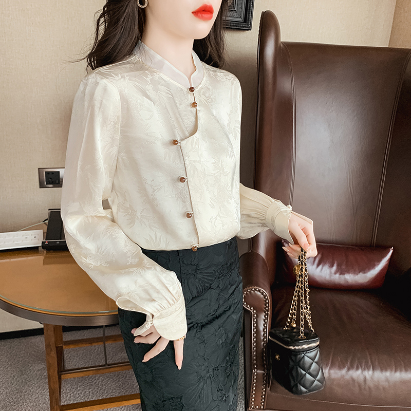 New Chinese style horse face skirt top, women's spring and autumn outfit, light Chinese style vinegar shirt