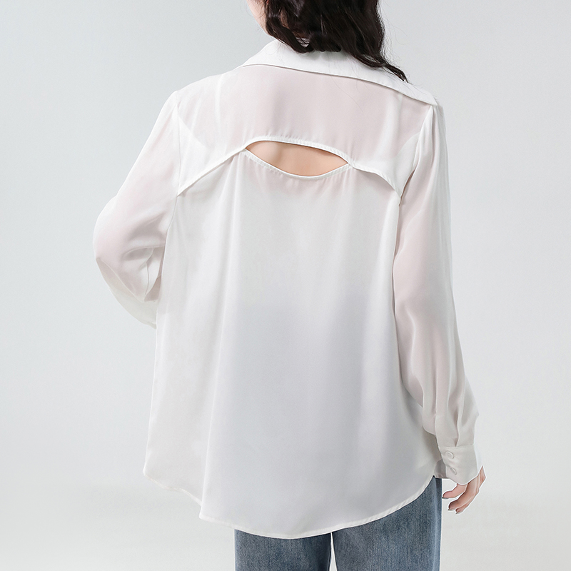 Loose and lazy style white thin long sleeved sunscreen chiffon shirt jacket 2025 new women's summer