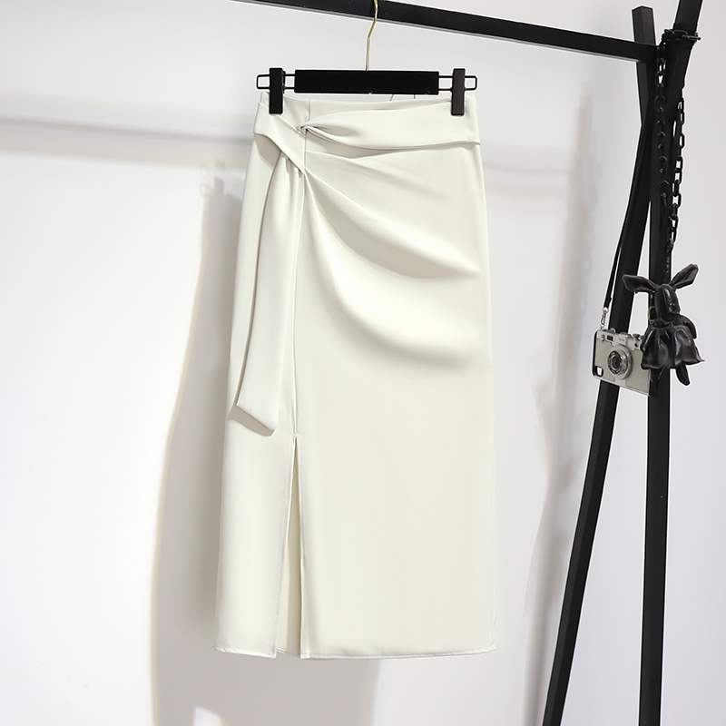 Grey suit half skirt for women in Spring and Autumn 2025 new design sense, A-line mid to long professional split hip skirt