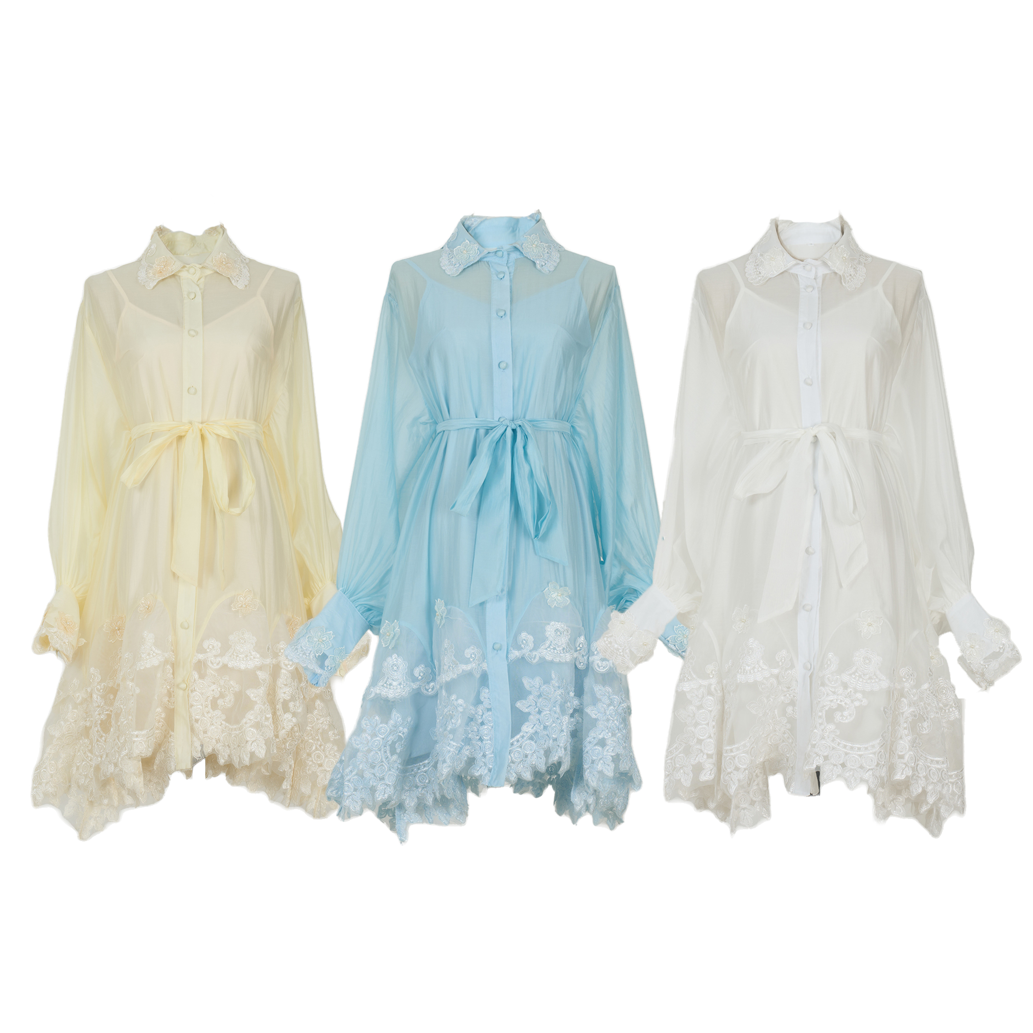 Real shot in stock with suspender lace embellishment, ultra loose long sleeved shirt dress in 3 colors