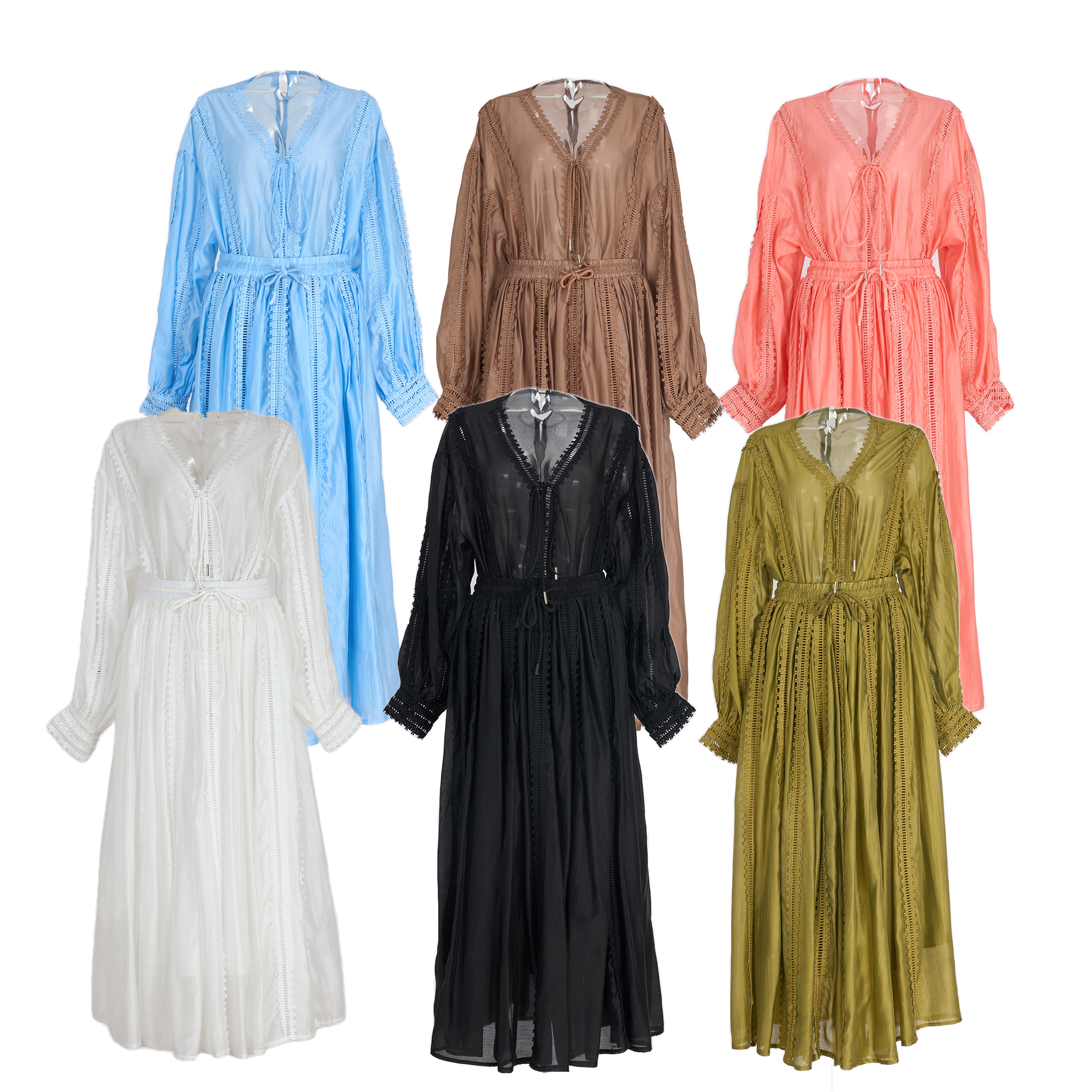 Real shot spot shirt drawstring design lantern sleeves paired with half skirt elegant women's suit 25 summer 6 color new item
