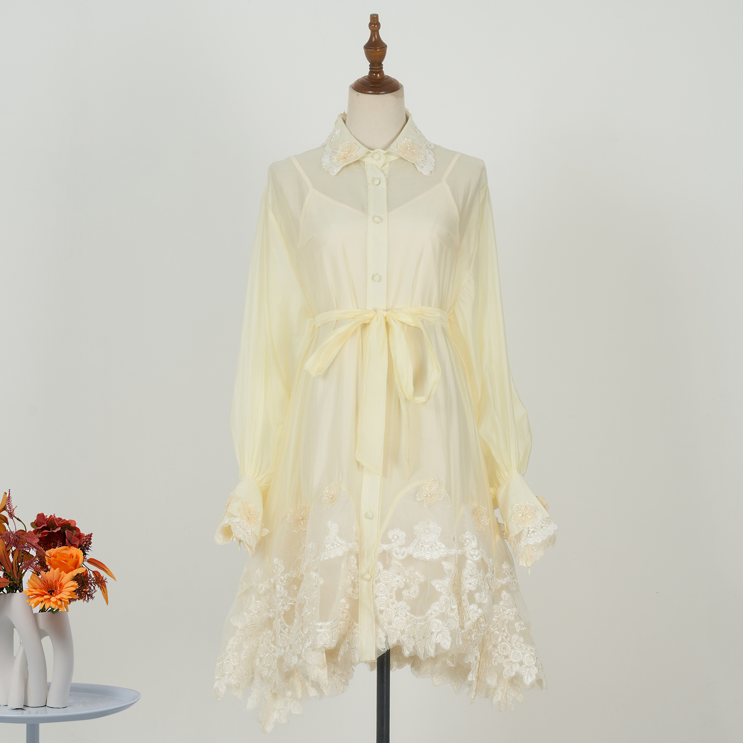 Real shot in stock with suspender lace embellishment, ultra loose long sleeved shirt dress in 3 colors