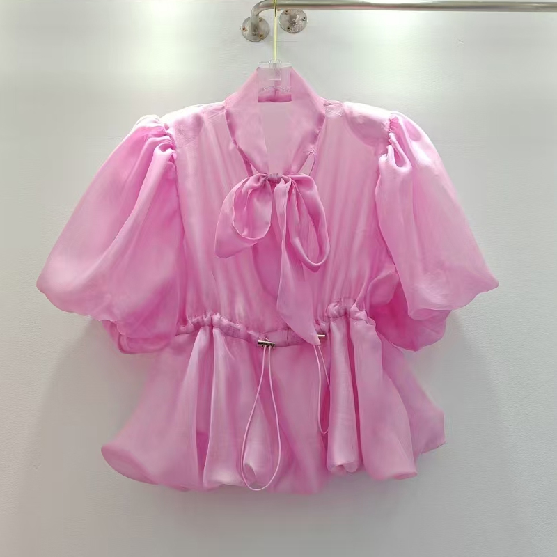 2025 summer style, high-end fashion, versatile waist design, organza top, fashionable and trendy for ladies