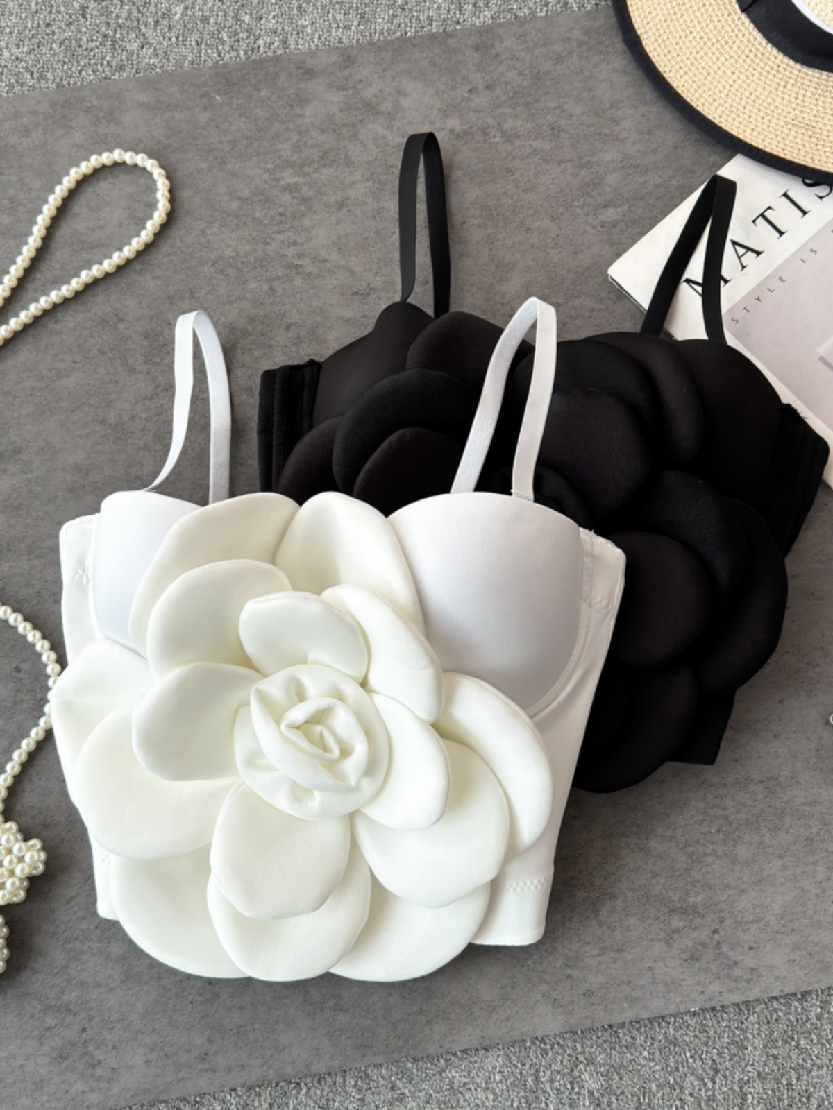 Pure desire spicy girl three-dimensional big flower camisole vest for women's summer new style, stylish and slim fit, backless top