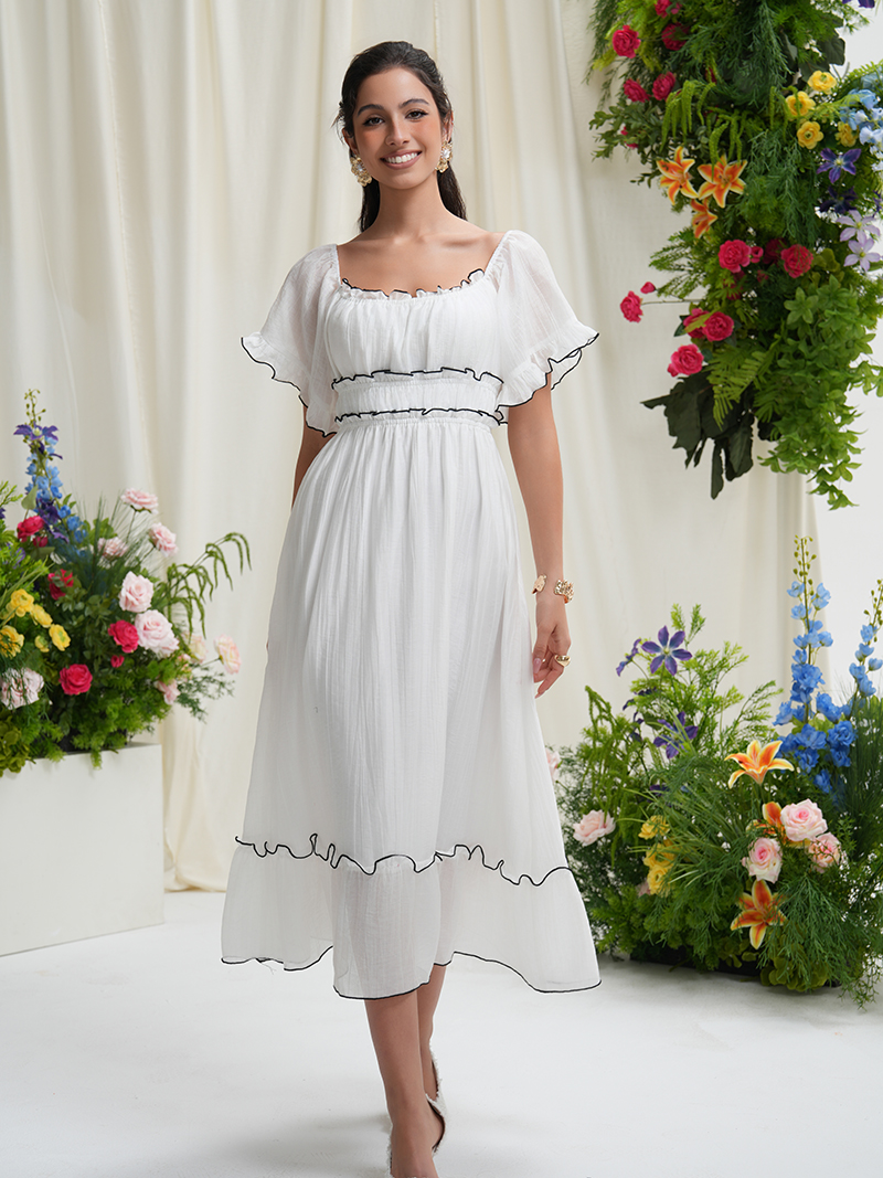 Europe and America's latest summer pants, chiffon women's dress, contrasting color design, slimming temperament, 25 year old new collection