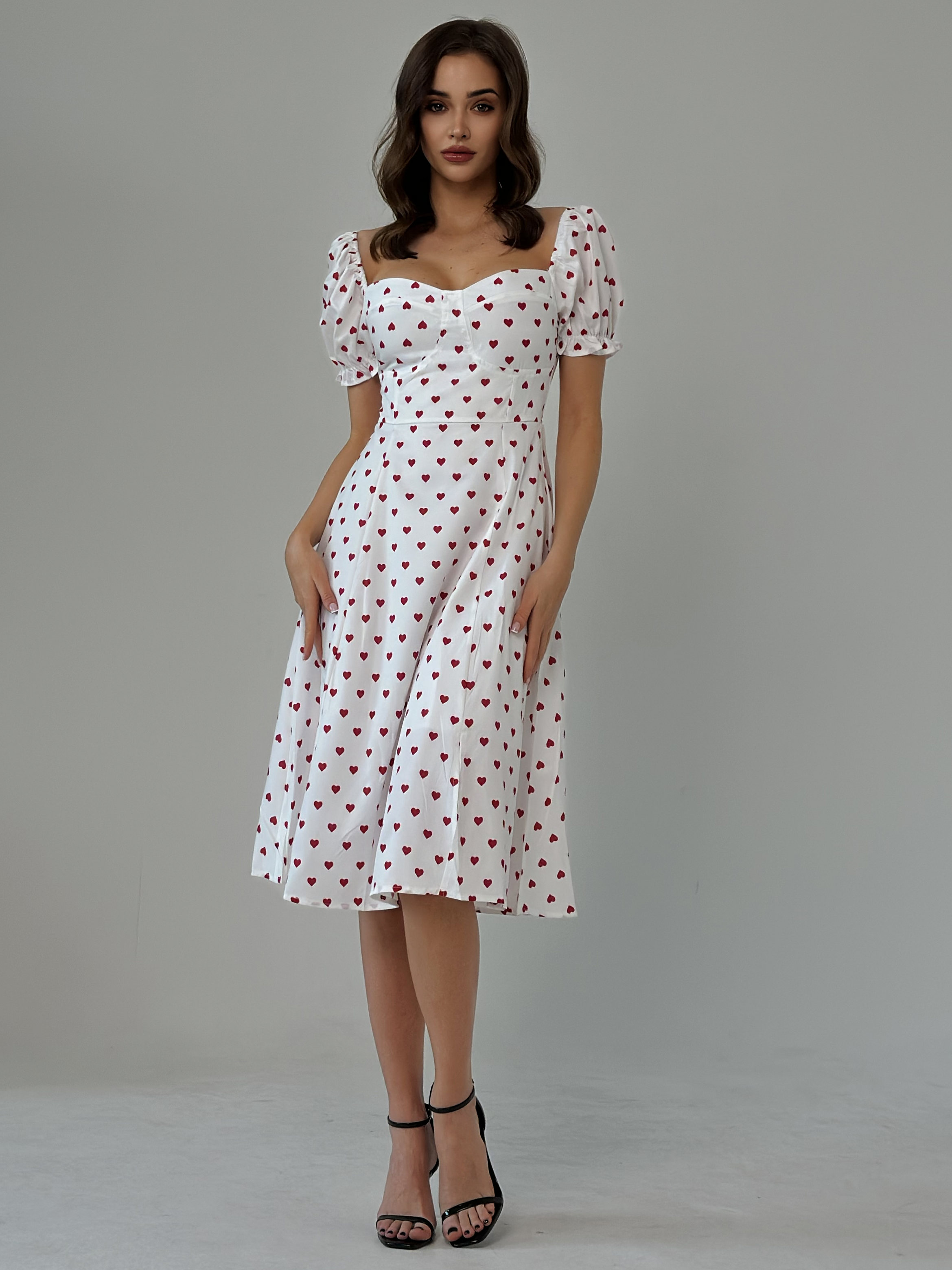 Spring European and American French Love Valentine's Day Dress Amazon Temu Women's Dress Temperament Commuting Split A-line Skirt