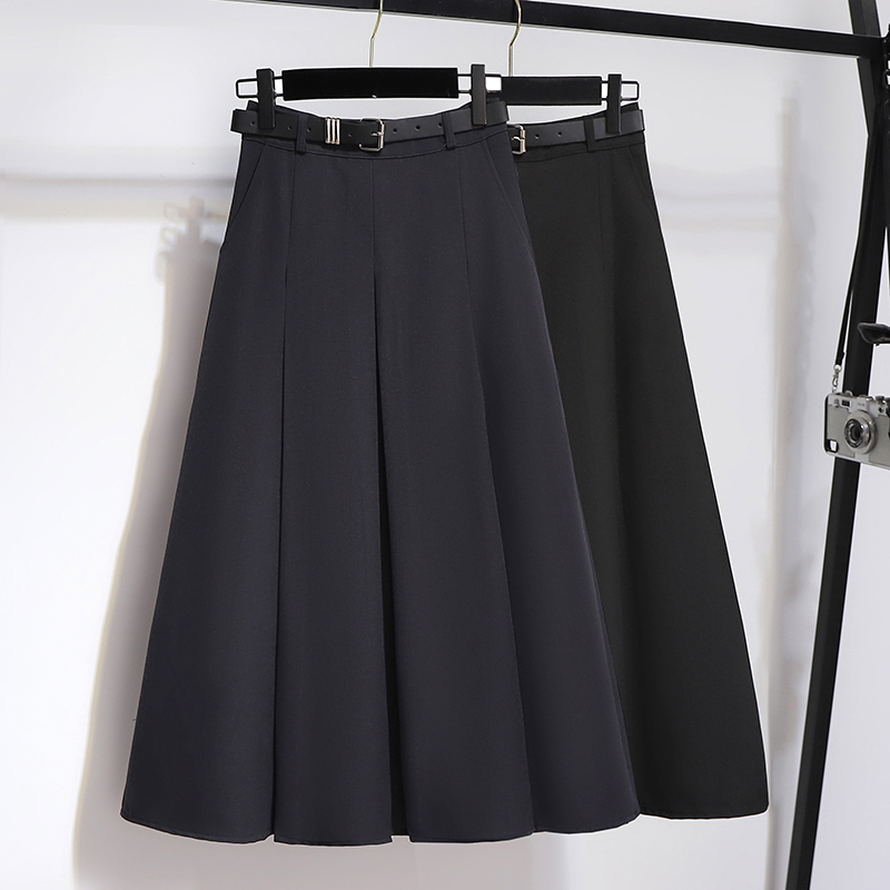 Grey suit half skirt for women in spring and autumn, high waist to cover hips, A-line hanging high-end feeling, super beautiful temperament, pleated long skirt