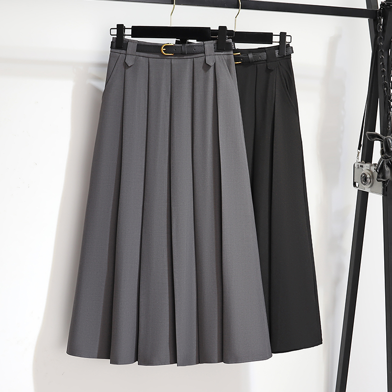 Mid to long umbrella skirt, half skirt, women's spring 2025 new style, big swing pleated skirt, A-line skirt, half skirt