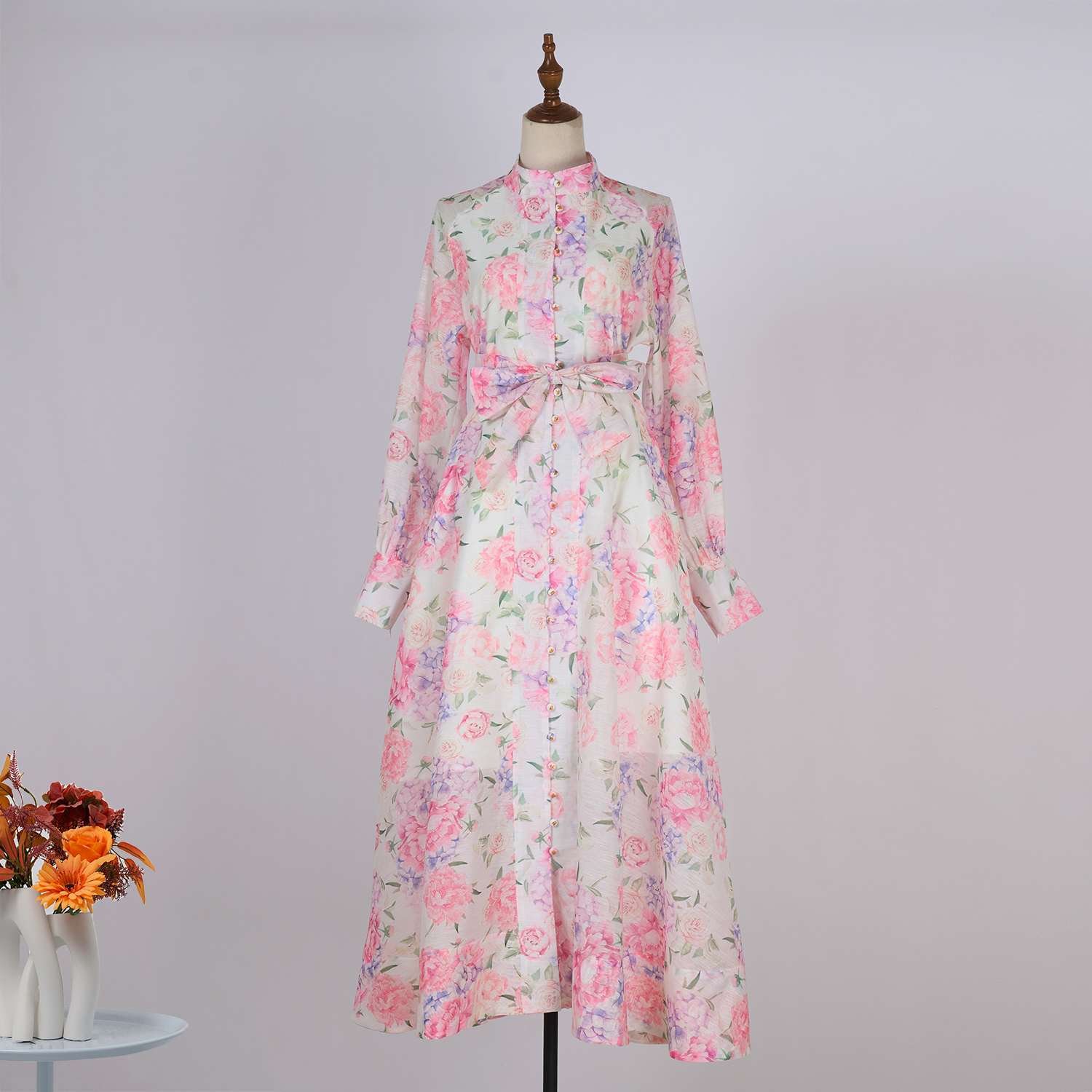 Real time spot European court style fashionable embroidered bead women's long dress