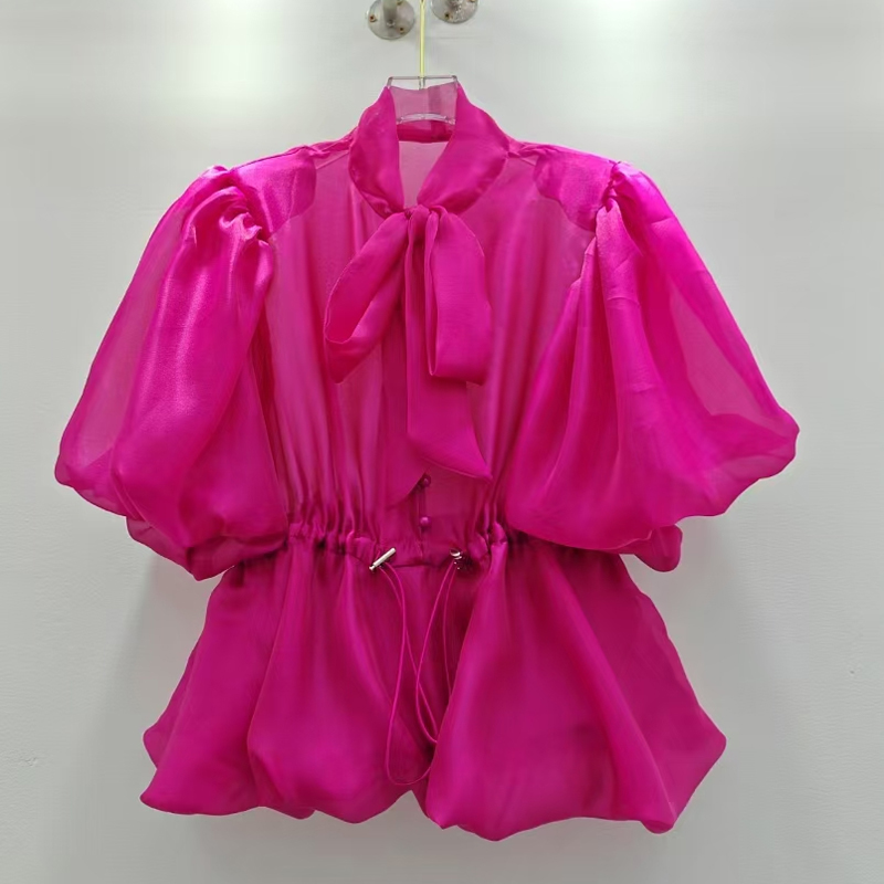 2025 summer style, high-end fashion, versatile waist design, organza top, fashionable and trendy for ladies