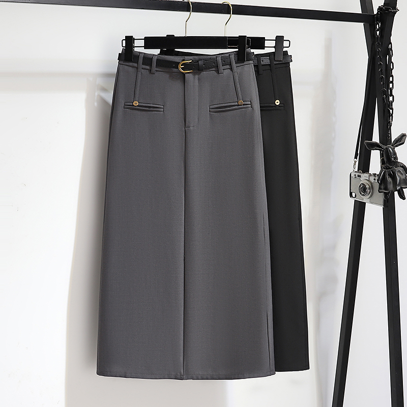 High end temperament suit skirt, women's mid to long style, 2025 new summer commuting bag hip skirt, one-step half skirt