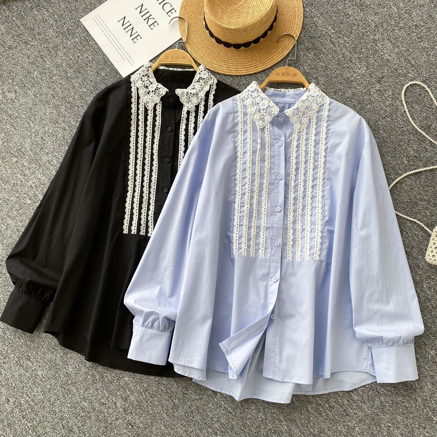 Palace style shirt for women 2025 spring French gentle style sweet lace patchwork long sleeved versatile slimming loose top