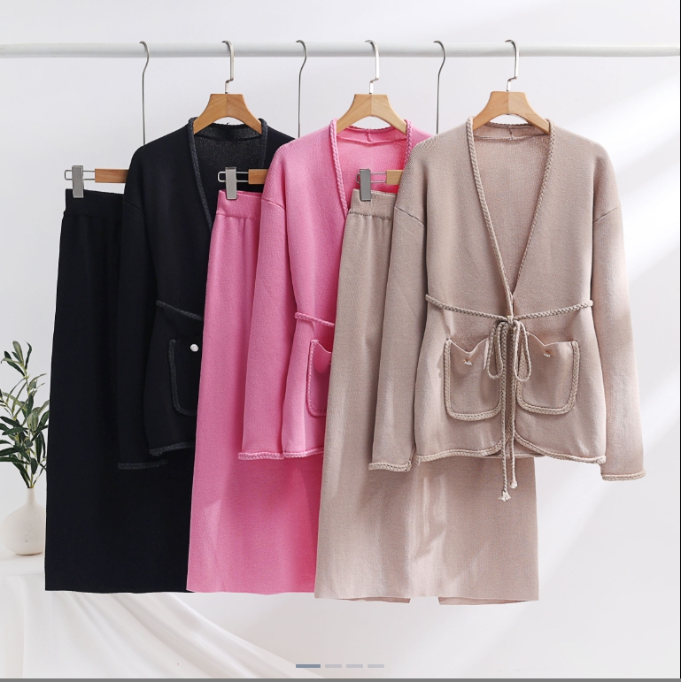 Xiaoxiang style knitted two-piece loose fit foreign trade leisure cross-border e-commerce autumn and winter sweater Korean style ins European and American style