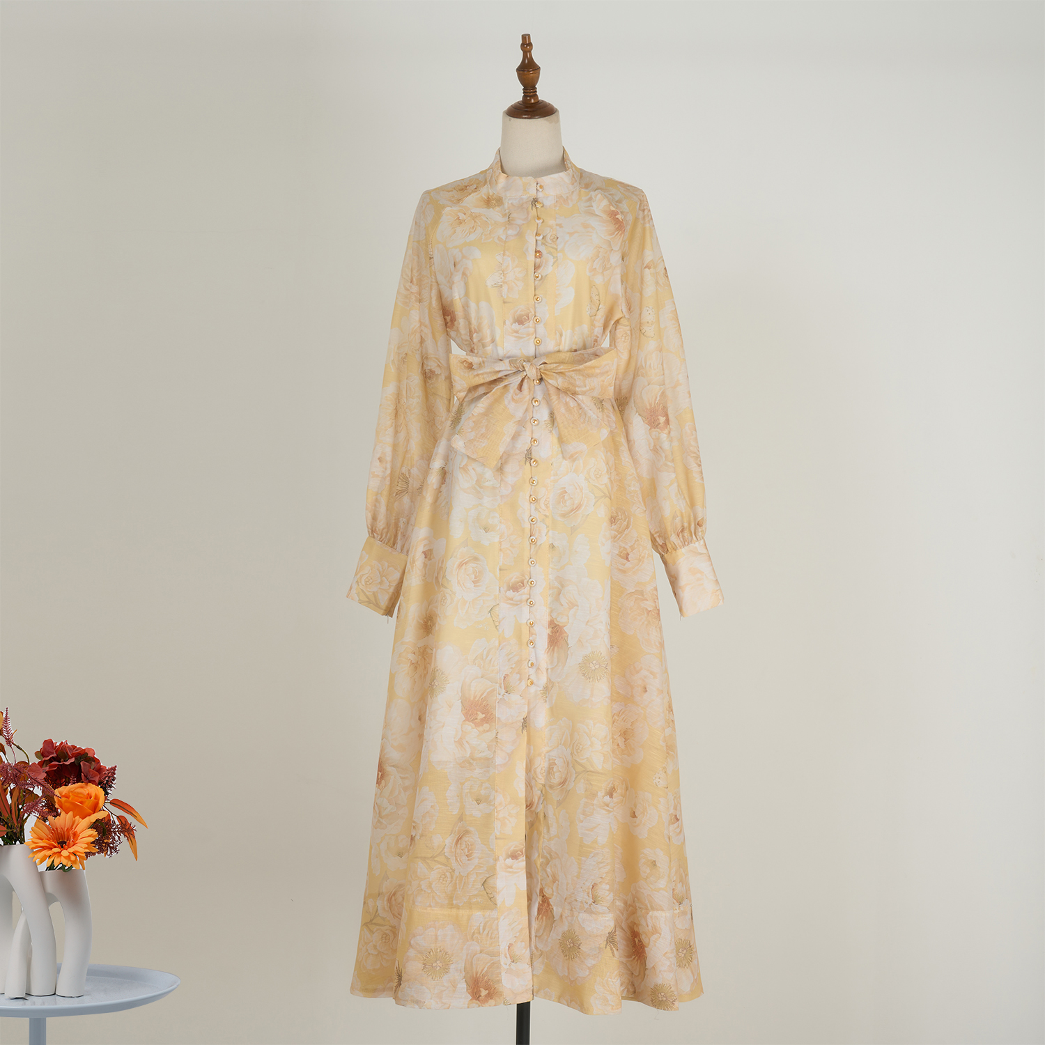 Real time spot European court style fashionable embroidered bead women's long dress