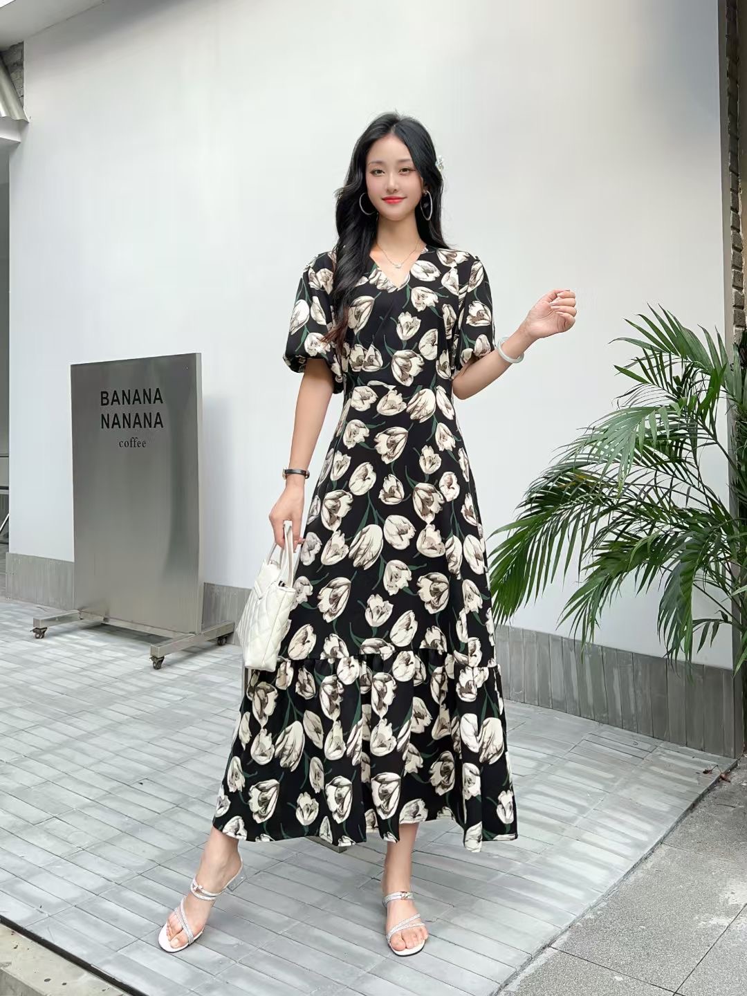 Korean style patterned dress