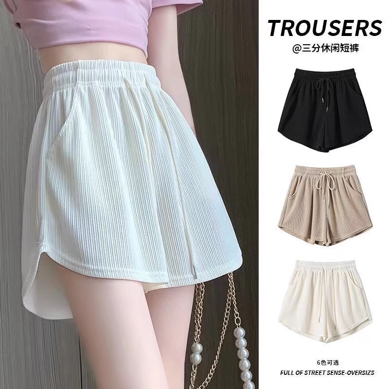 Cool sports shorts for women in summer, thin, high, oversized casual wide leg pants, loose and slimming A-line hot pants for spicy girls
