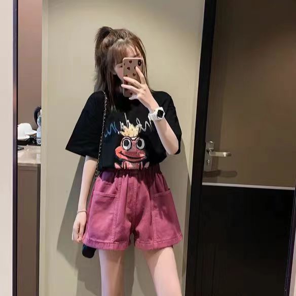 Summer women's clothing with salt style outfit, a complete set of slightly overweight and slim figure, age reducing tea tea tea top two-piece set