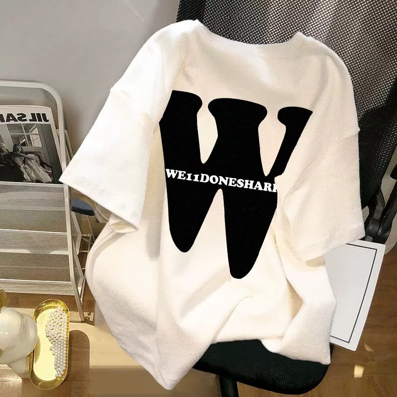 White short sleeved t-shirt for women 2024 new loose oversized super beautiful couple outfit half sleeved top summer ins trend