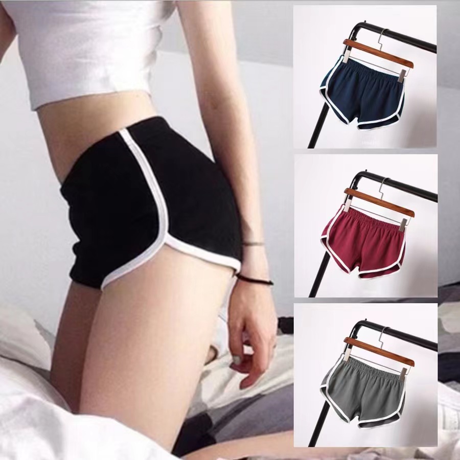 Breathable sports shorts, women's summer home casual shorts, solid color fashion yoga beach pants, candy color hot pants shorts