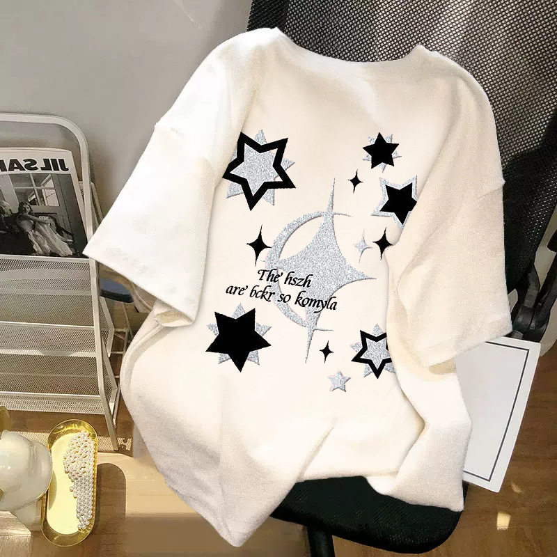 White T-shirt women's short sleeved spring and summer 2024 new Hong Kong style design sense versatile mid to long half sleeved top ins trend