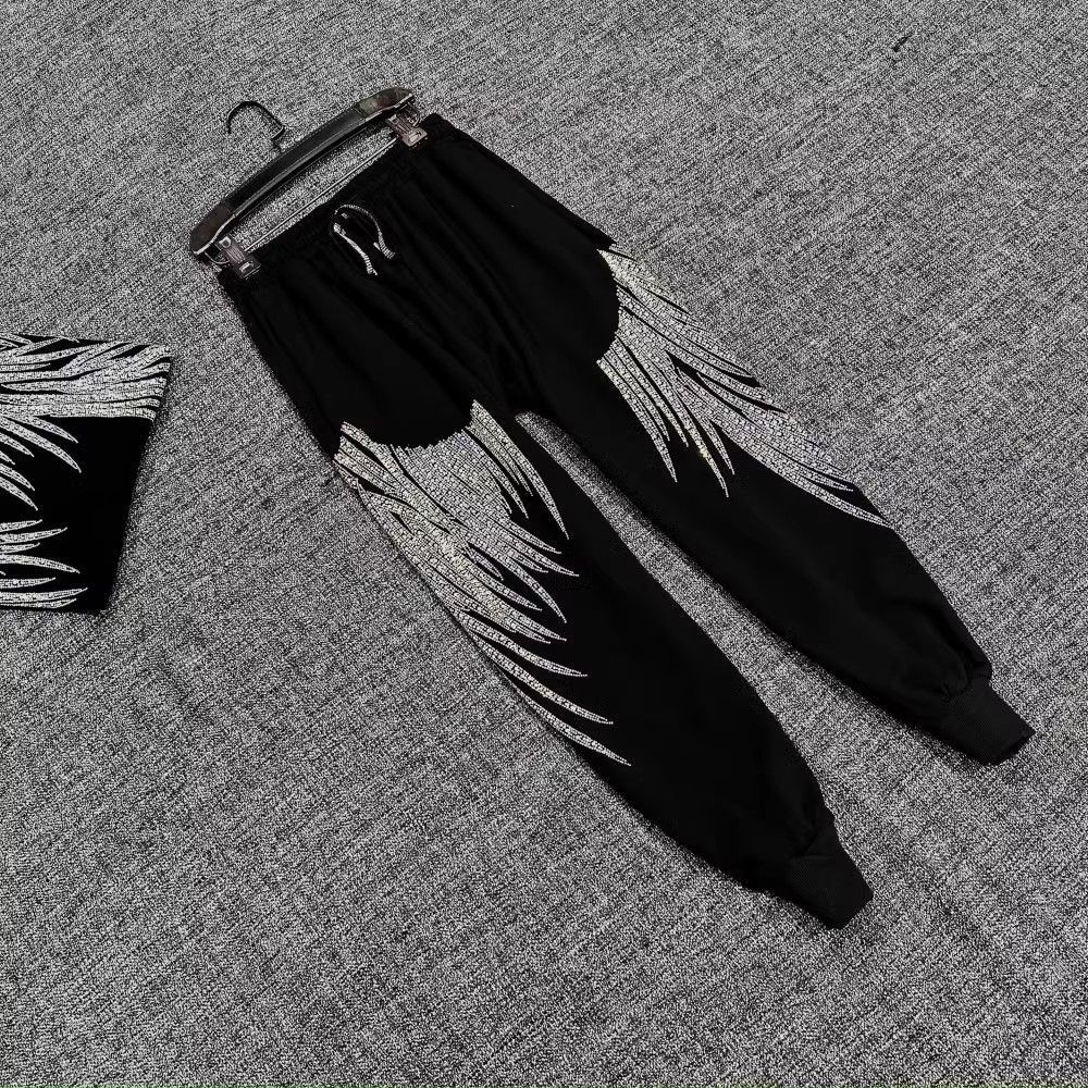 Oversized 100-150KG Fat mm High Waist Nine point Haren Pants Summer New Men's and Women's Leg Tight Heavy duty Hot Stamping Pants