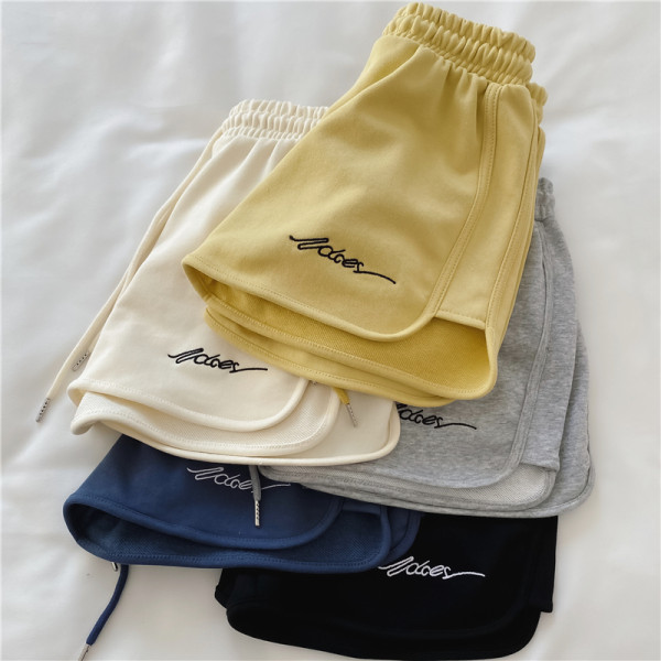 Cotton sports shorts for women in summer 2025, loose fit for outdoor wear, home sleepwear, high waisted casual wide leg yoga hot pants trend