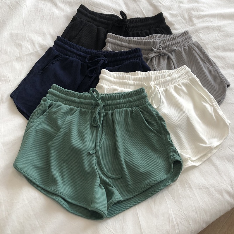 Ice thread shorts women's summer Korean version loose tight waist wide leg pants elastic sports pants slimming hot pants women's clothing