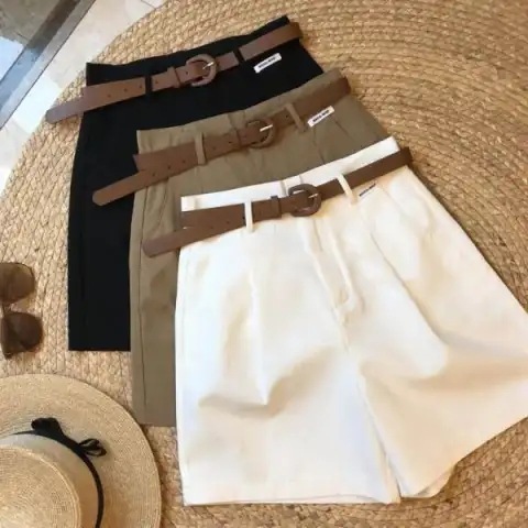 2023 Summer Fashion Thin High Waist Loose and Slim Student Shorts Women's Versatile Casual Pants Pentagram Ins Trendy
