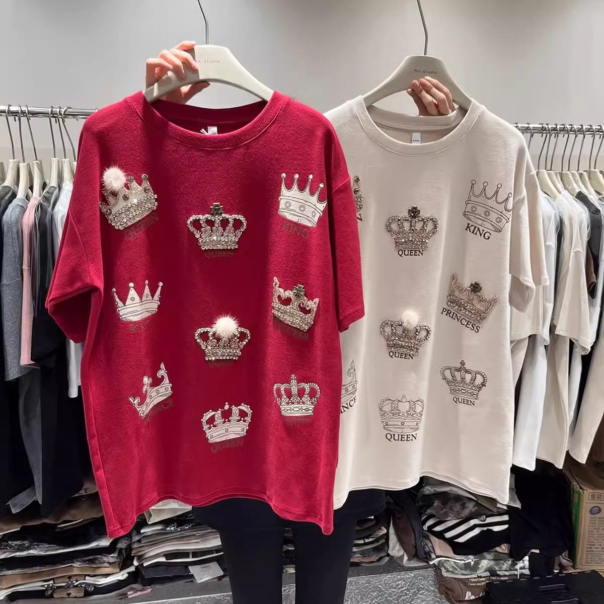 Extra Large 100-150KG Fat mm Winter Wear Thick Matte T-shirt Women's Short Sleeve Heavy duty Look Thin Cover Hip Loose Medium to Long Style