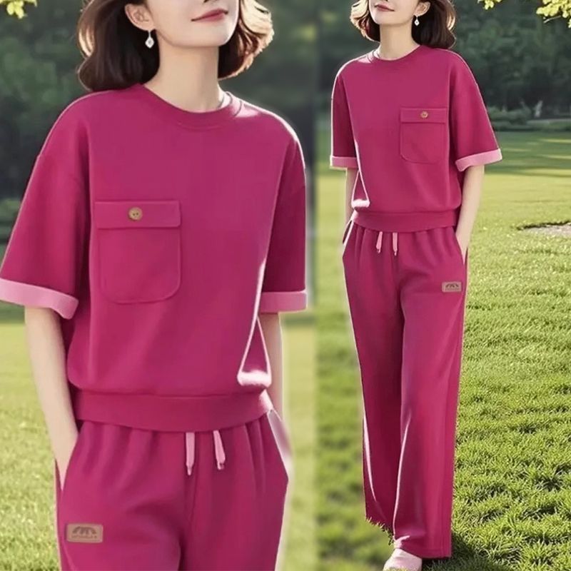 A complete set of OOD outfit for reducing age, summer new style, elegant and tasteful temperament, short sleeved casual two-piece set for women