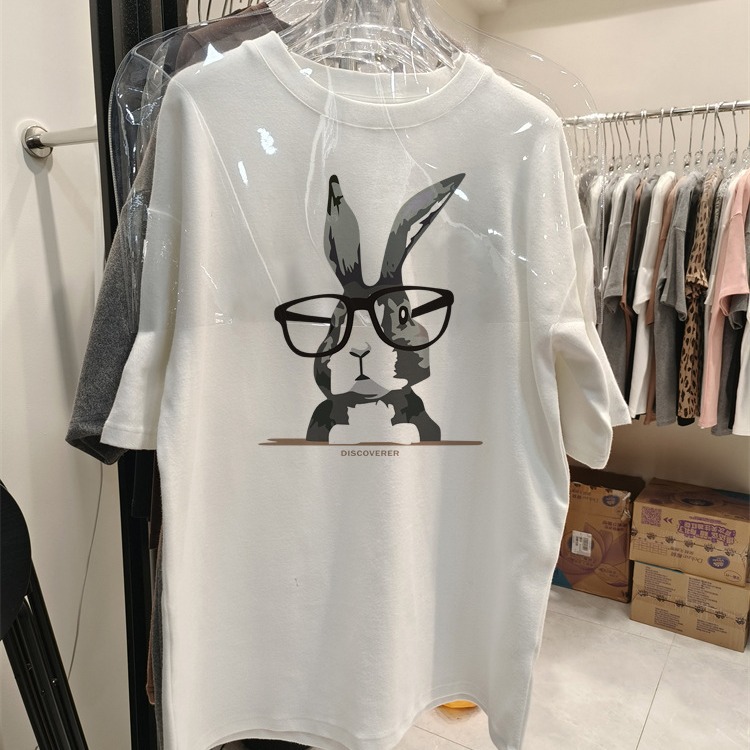 European style large edition short sleeved T-shirt for women, loose, casual, fashionable and versatile top, thick base shirt for spring and summer