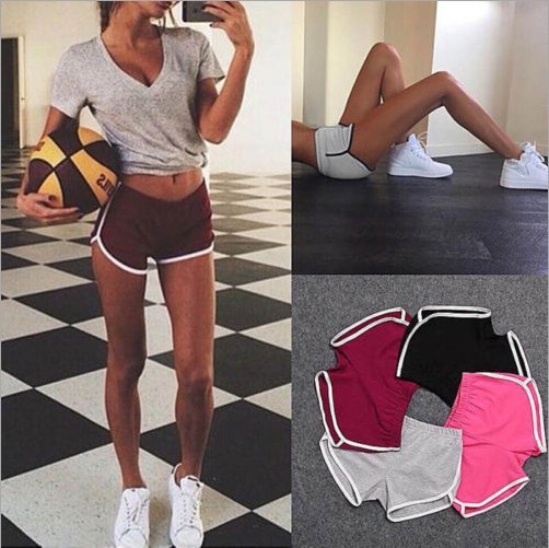 2025 European and American Foreign Trade Sports Shorts Women's Home Leisure Solid Color Fashion Yoga Beach Pants Candy Color Hot Pants