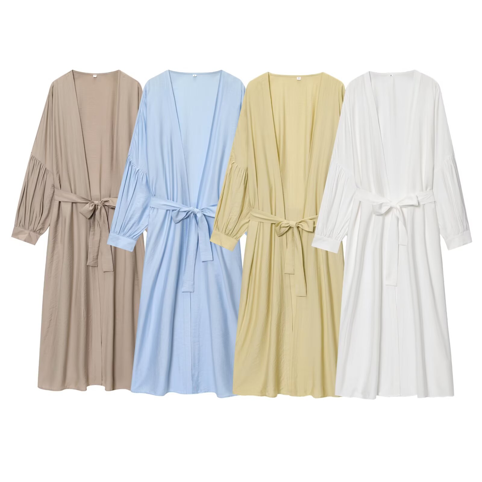 Foreign trade wholesale women's clothing 2025 summer new fashionable casual bathrobe style loose long shirt skirt lace up shorts set