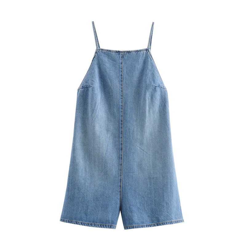 Foreign trade 2024 summer new women's clothing European and American style fashionable slim fit simple backless denim jumpsuit 4365083
