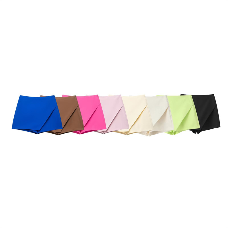 Foreign Trade 2025 Summer New European and American Style Women's Fashion Sexy Spicy Girl Folding Versatile Short Solid Color Skirts and Pants