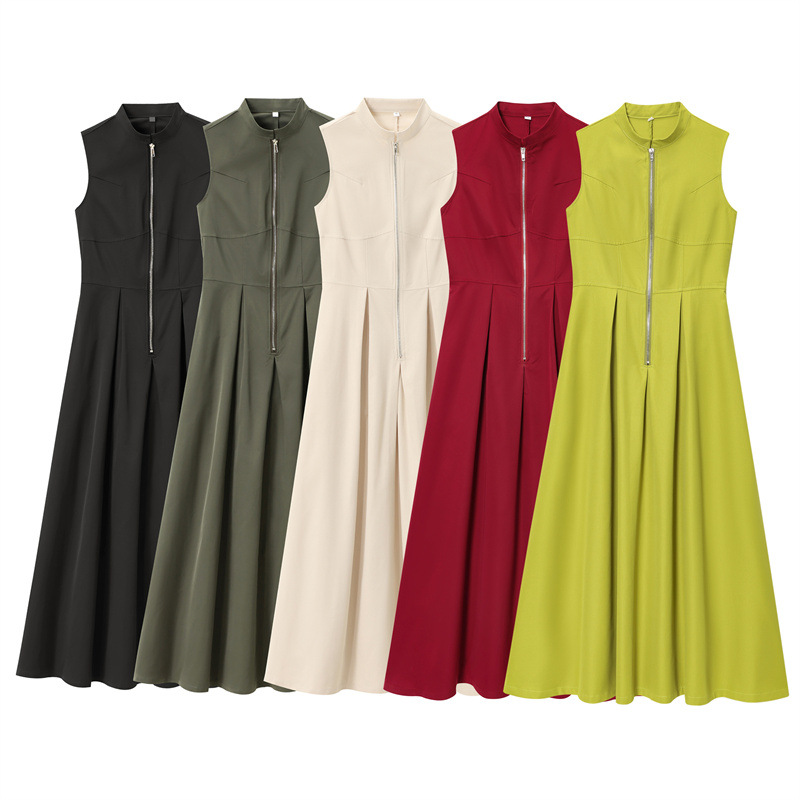 Foreign Trade 2025 Spring/Summer New European and American Women's Fashion Style Elegant Sleeveless Round Neck Dress 2902586