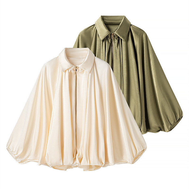 Foreign Trade 2025 Summer New Women's Clothing European and American Style Fashion Puff Pilot Loose Jacket Zipper Coat