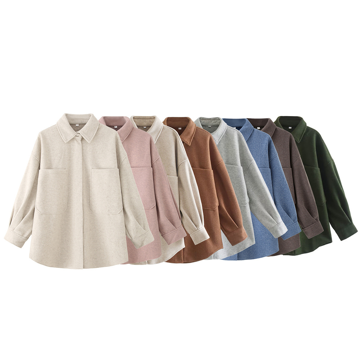 AliExpress Wholesale 2025 Autumn New Products European and American Cross border Women's Clothing 9-Color Loose Large Pocket Woolen Shirt Coat