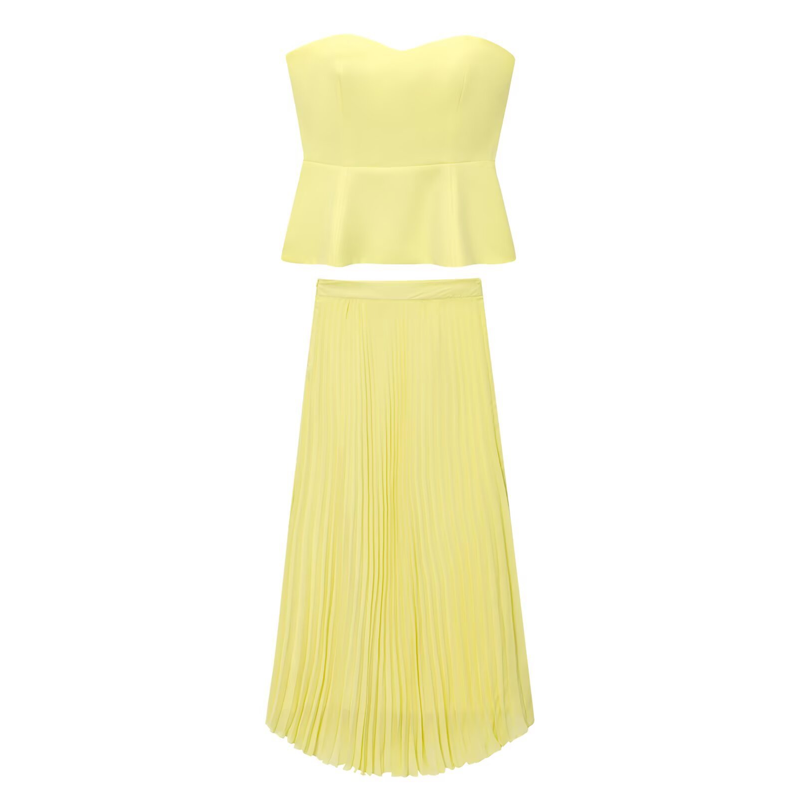 Wholesale women's clothing for foreign trade 2025 summer new fashionable and sexy off shoulder strapless top, pleated skirt set for women