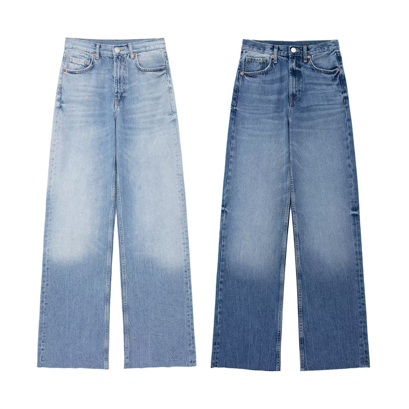Foreign trade spring and summer new style European and American design sense niche versatile casual loose commuting jeans 6045025