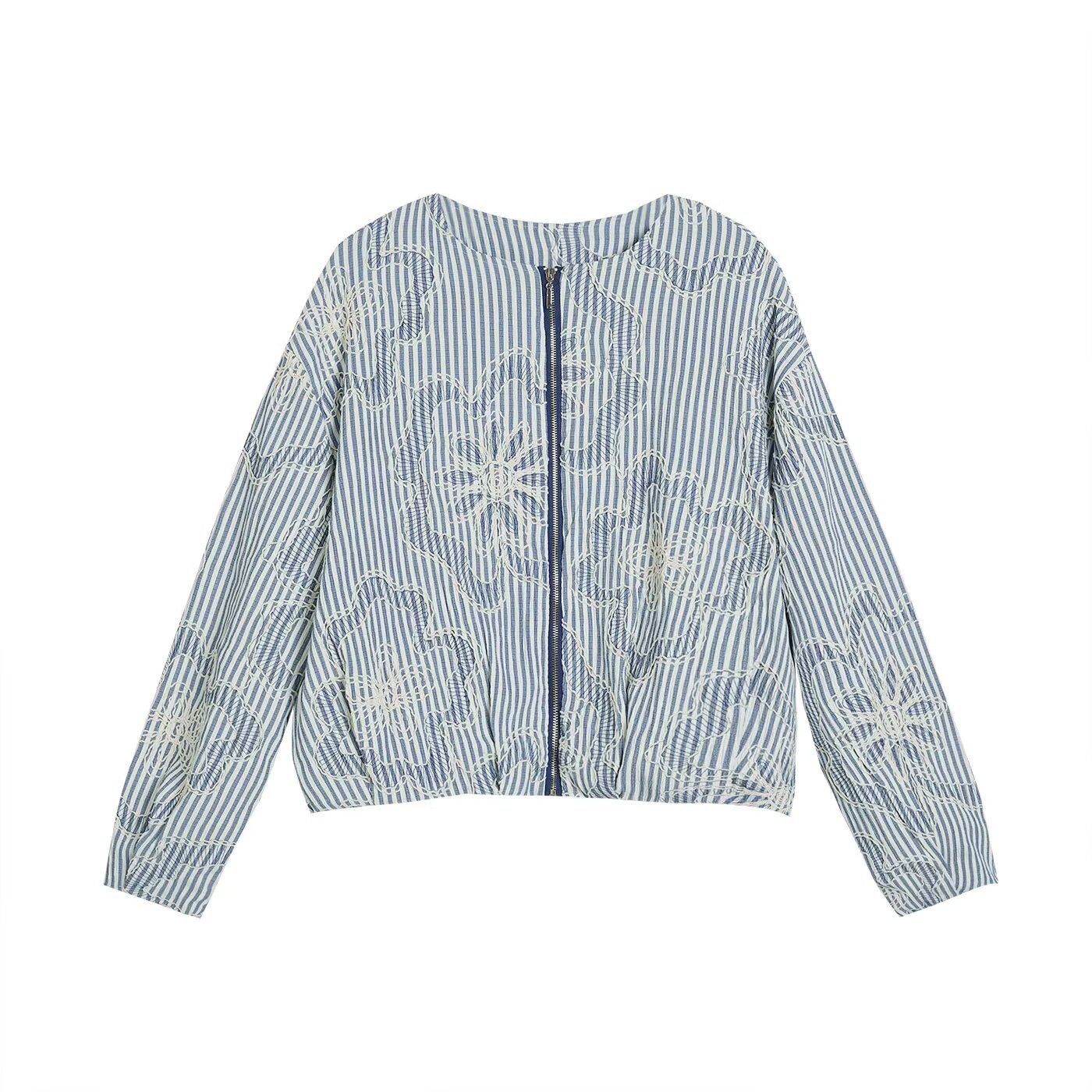 2025 Autumn New Women's Clothing European and American Embroidered Texture Pilot Jacket, Minimalist and Versatile 7971946