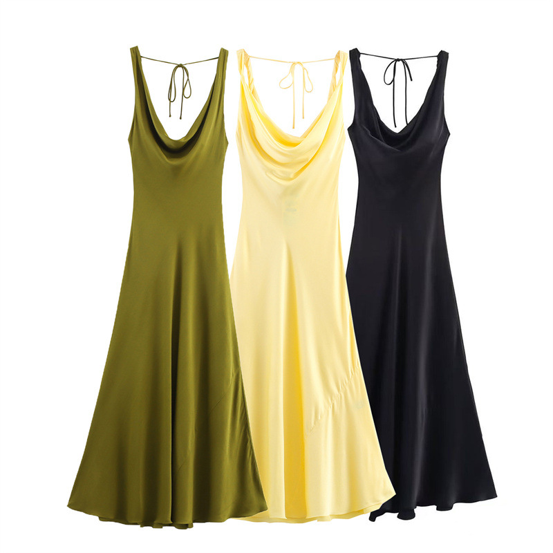 Foreign Trade 2025 Summer New European and American Style Women's Fashion Sexy Spicy Girl Silk Texture Dress 2590934