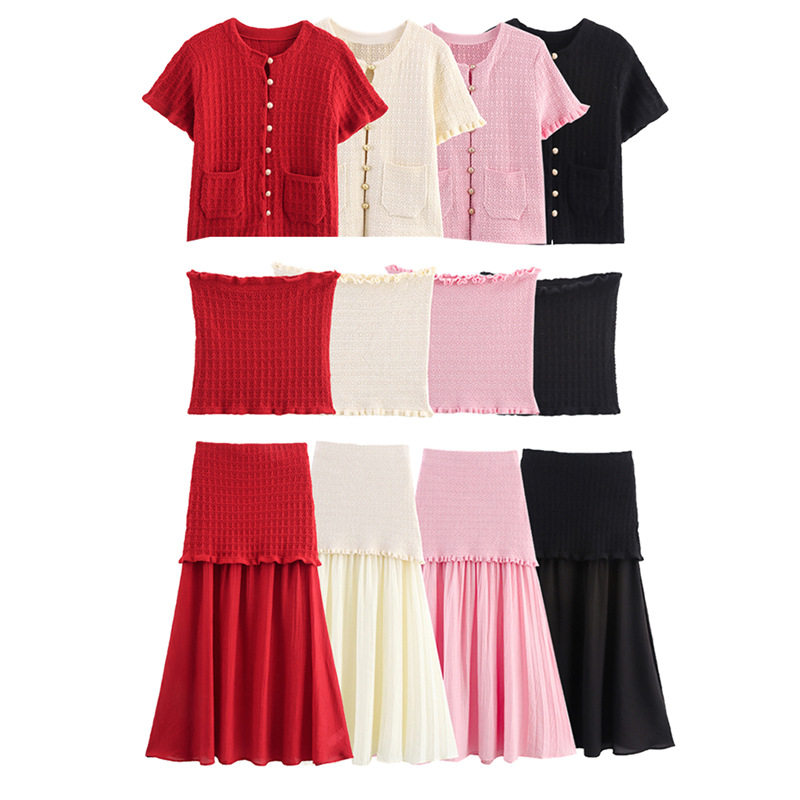 New European and American style design for spring 2025 foreign trade, strapless top, skirt, and temperament set 4192041