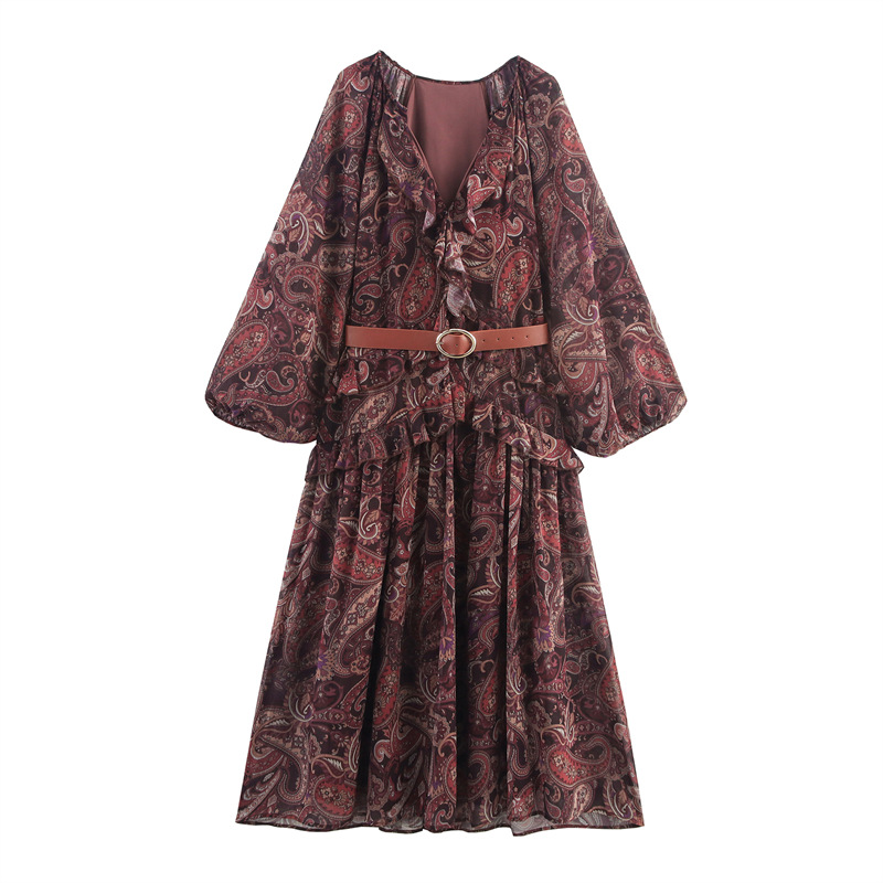 Foreign trade 2025 spring new women's clothing design sense niche versatile slim fit casual belt dress