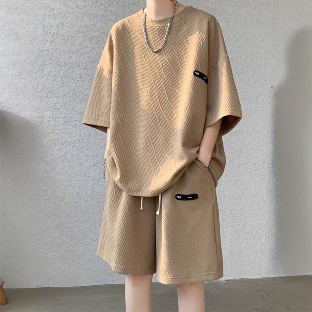 Summer fashion casual sports men's cool and handsome outfit set, fashionable temperament matched with handsome short sleeved fashion