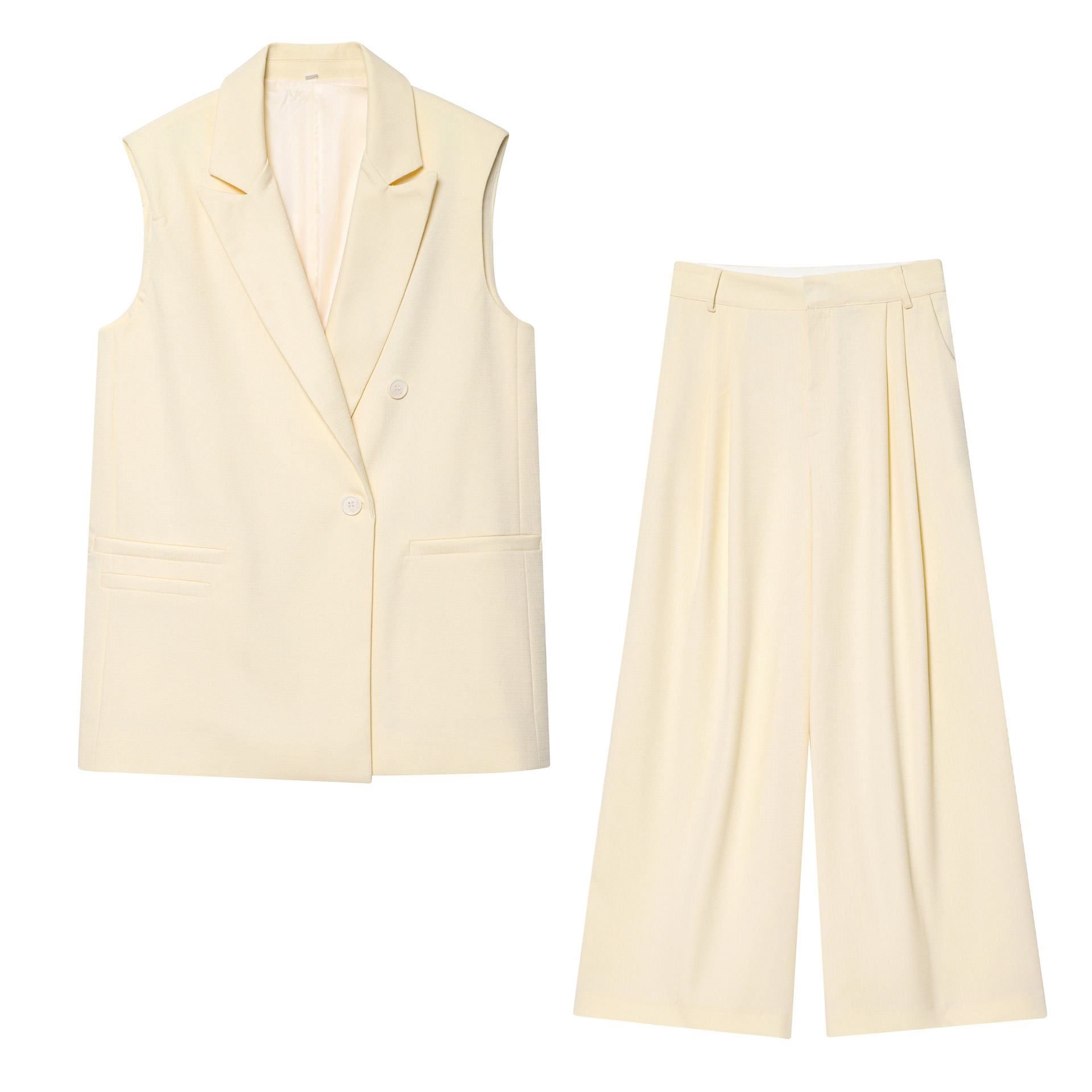 Foreign Trade 2025 Spring New European and American Style Design Sleeveless Top, Wide Leg Pants Show Temperament Set 8108751