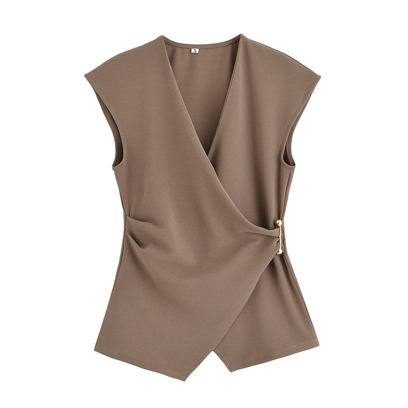 Foreign Trade 2025 Spring New European and American Style Design Sleeveless Top, Wide Leg Pants Show Temperament Set 3644177