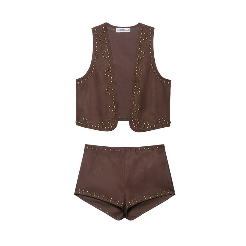 Foreign Trade 2025 Summer New European and American Style Women's Fashion Casual Simple Spicy Girl Sleeveless Tank Top Shorts 5063831