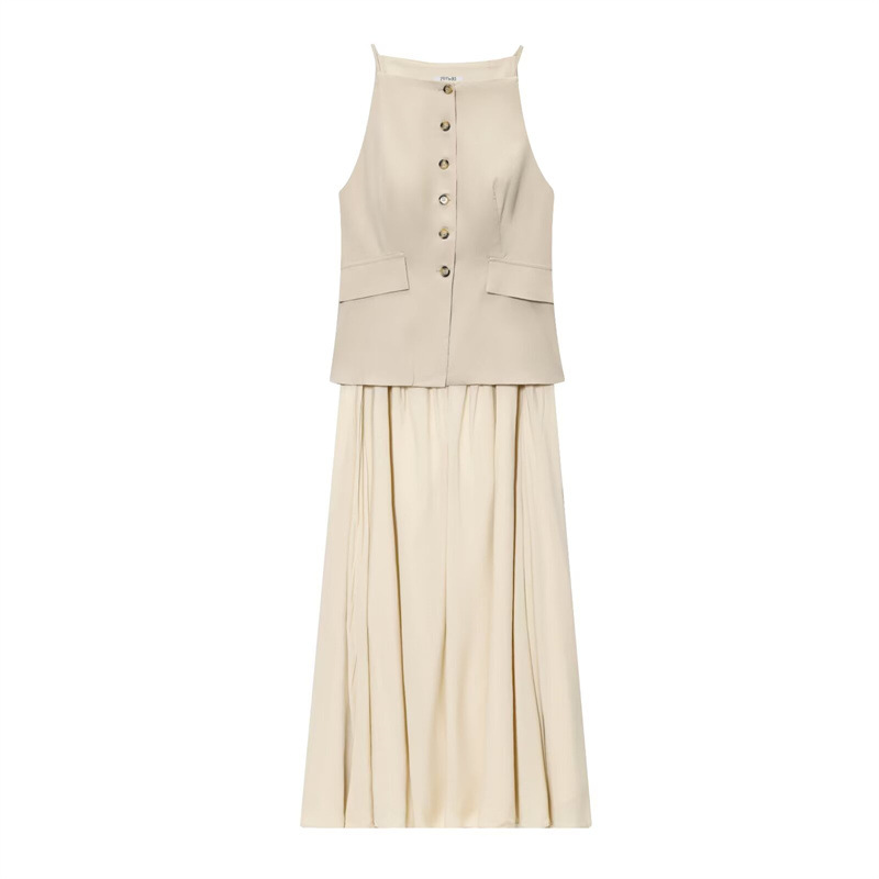 Foreign Trade 2025 Summer New European and American Style Women's Fashion Casual Small pleated Skirt Vest Dress 5029115