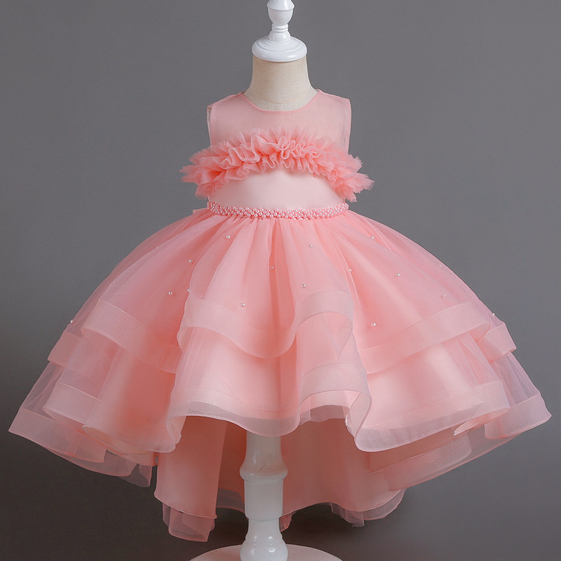 Children's dress, princess dress, summer new style for girls, fluffy gauze trailing dress, girls' wedding dress, piano performance costume